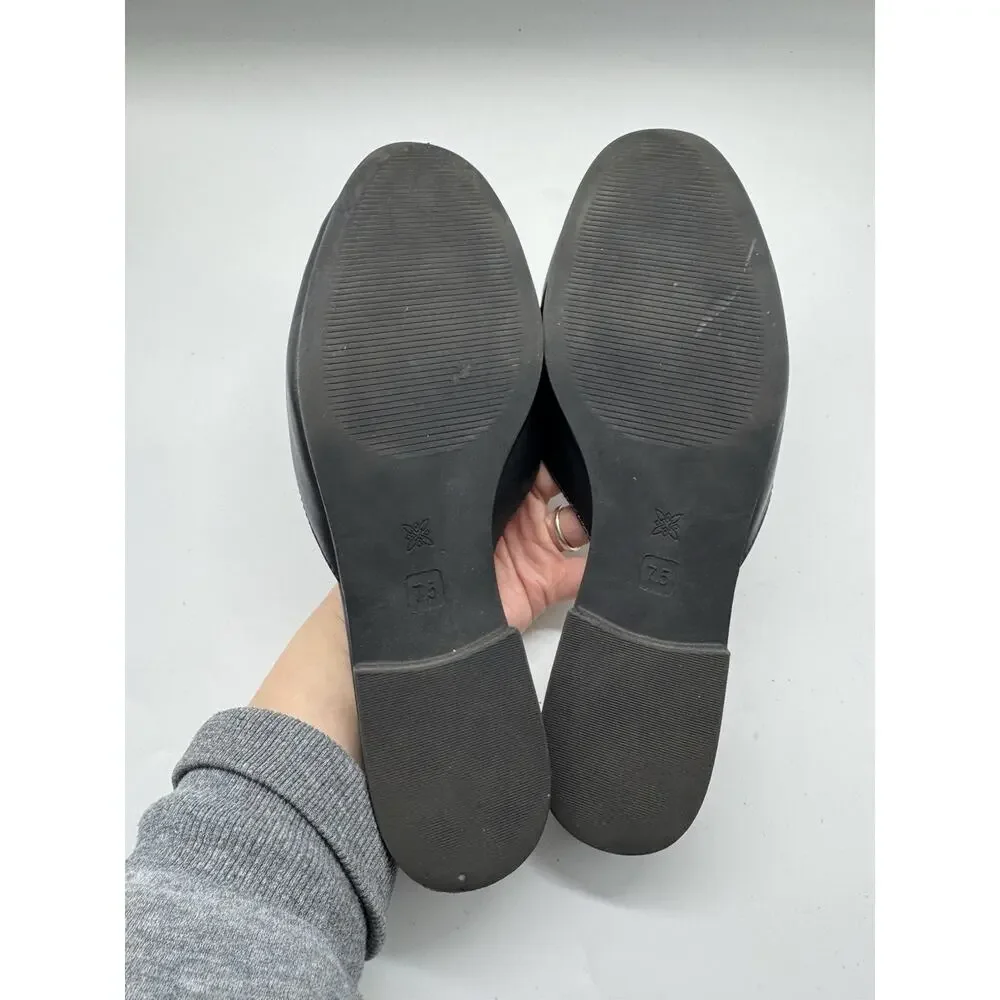 BCBG Generation Zemy Mule Flats Size 7.5 Black Horsebit Loafers